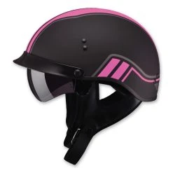 GMAX HH-65 Full Dressed Twin Flat Black/Pink Half Helmet