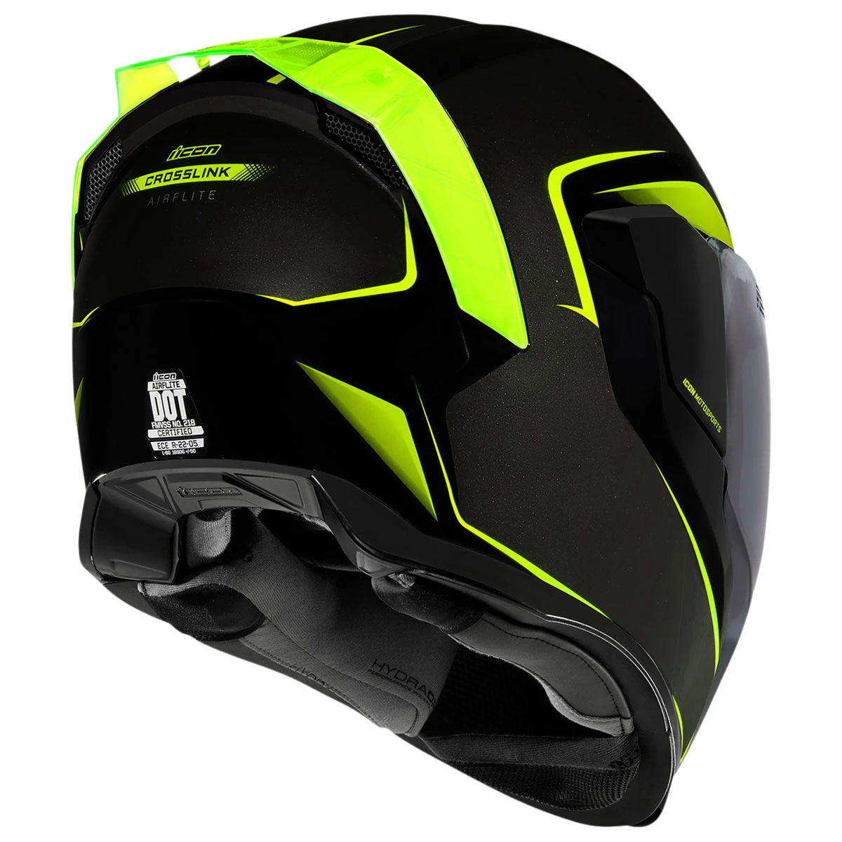 ICON Black/Hi-Viz Airflite Crosslink Full Face Helmet 2 ICON Black/Hi-Viz Airflite Crosslink Full Face Helmet - Image 2