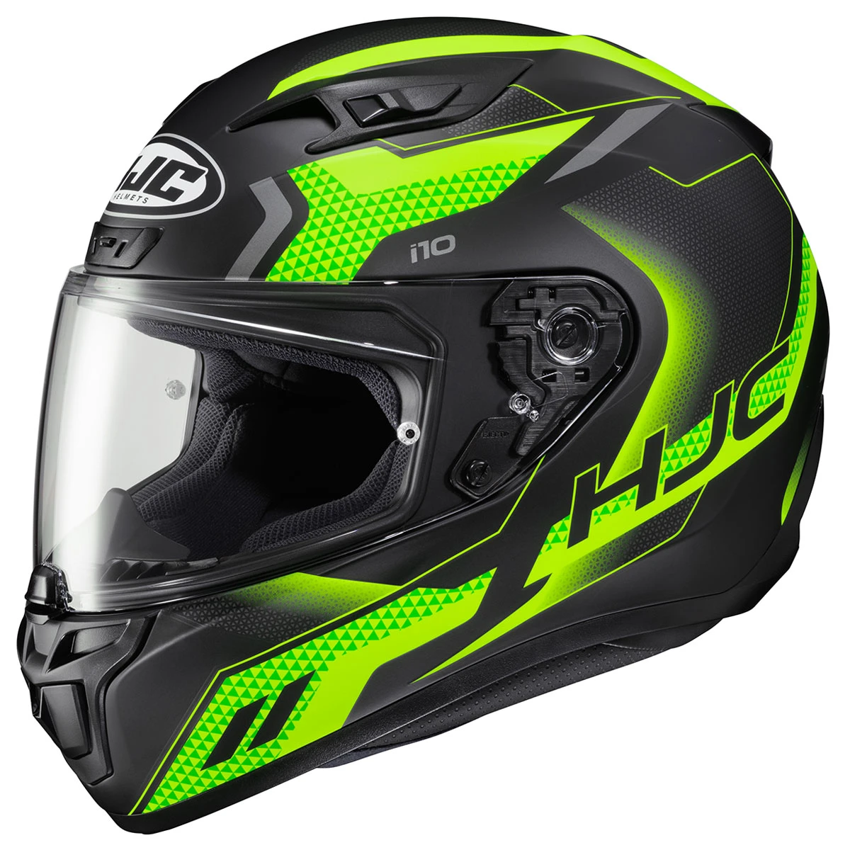 HJC I10 Black/Green Robust Full Face Helmet 1 HJC I10 Black/Green Robust Full Face Helmet