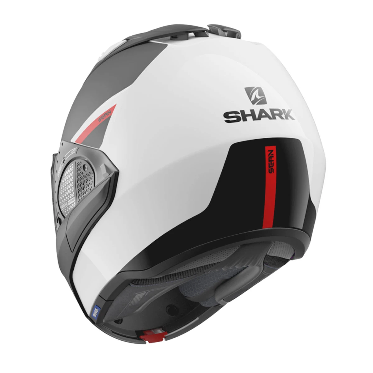 Shark White/Matte Black/Red EVO GT SEAN Modular Helmet 3 Shark White/Matte Black/Red EVO GT SEAN Modular Helmet - Image 3