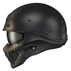 Scorpion EXO Black/Copper Covert X Tribe Open Face Helmet -Arai shop 10173145 D V3