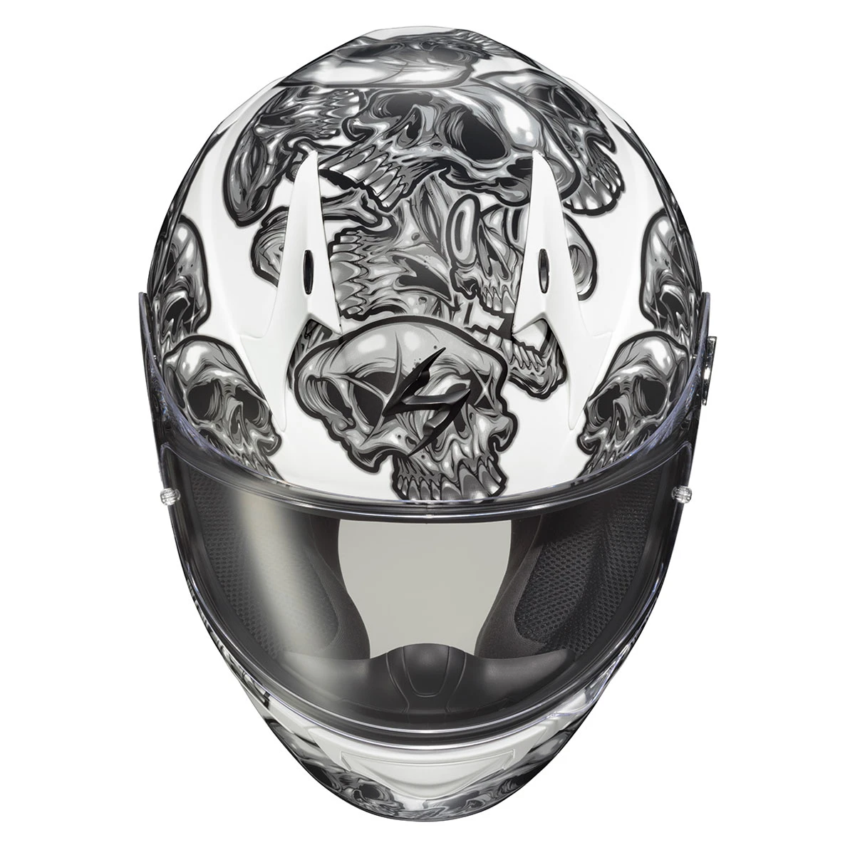 Scorpion EXO-R320 Silver Skull-E Full Face Helmet 2 Scorpion EXO-R320 Silver Skull-E Full Face Helmet - Image 2