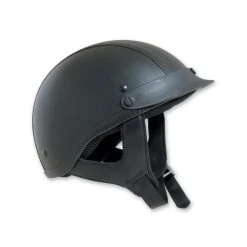HCI-100 Designer Leather Black Half Helmet