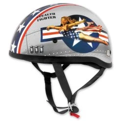 Skid Lid Original Bomber Pinup Silver Half Helmet