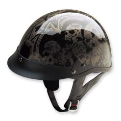 HCI-100 Designer Screaming Skulls Silver Half Helmet