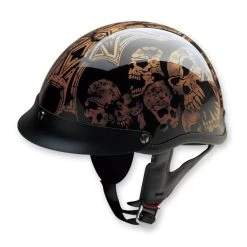 HCI-100 Designer Screaming Skulls Gold Half Helmet