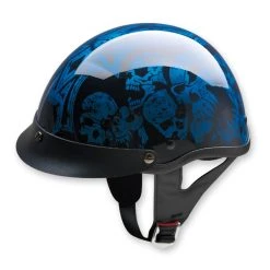 HCI-100 Designer Screaming Skulls Blue Half Helmet