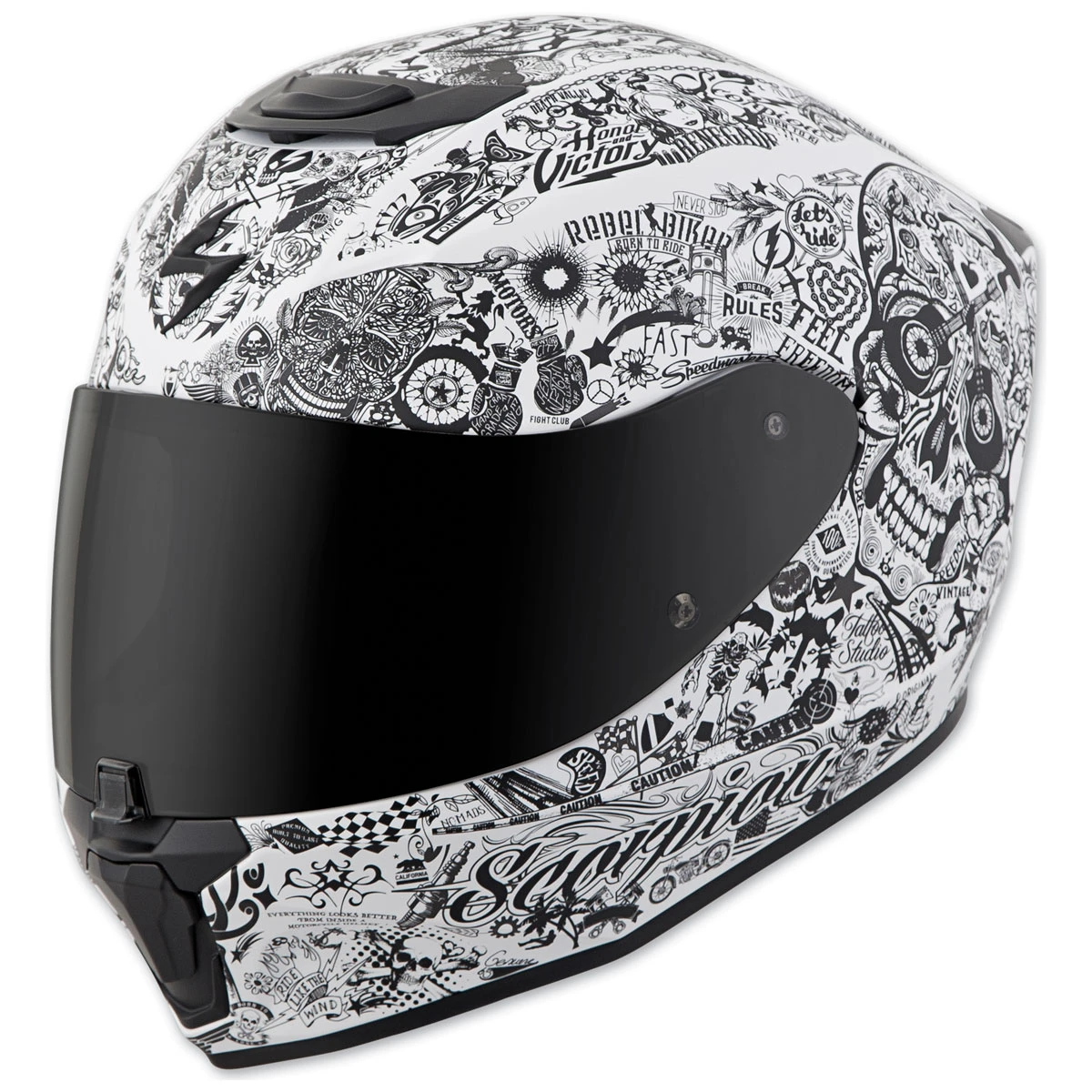 Scorpion EXO EXO-R420 Shake White Full Face Helmet 2 Scorpion EXO EXO-R420 Shake White Full Face Helmet - Image 2
