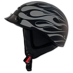 Zox Alto Custom Hot Rod Matte Silver Half Helmet