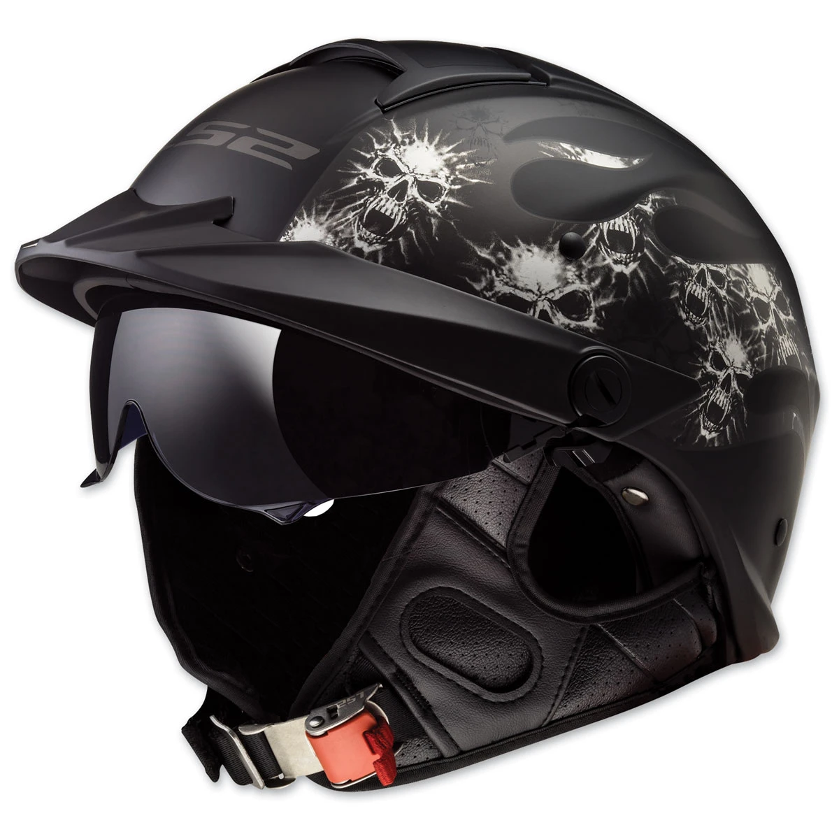 LS2 Rebellion Bones Matte Black Half Helmet 1 LS2 Rebellion Bones Matte Black Half Helmet