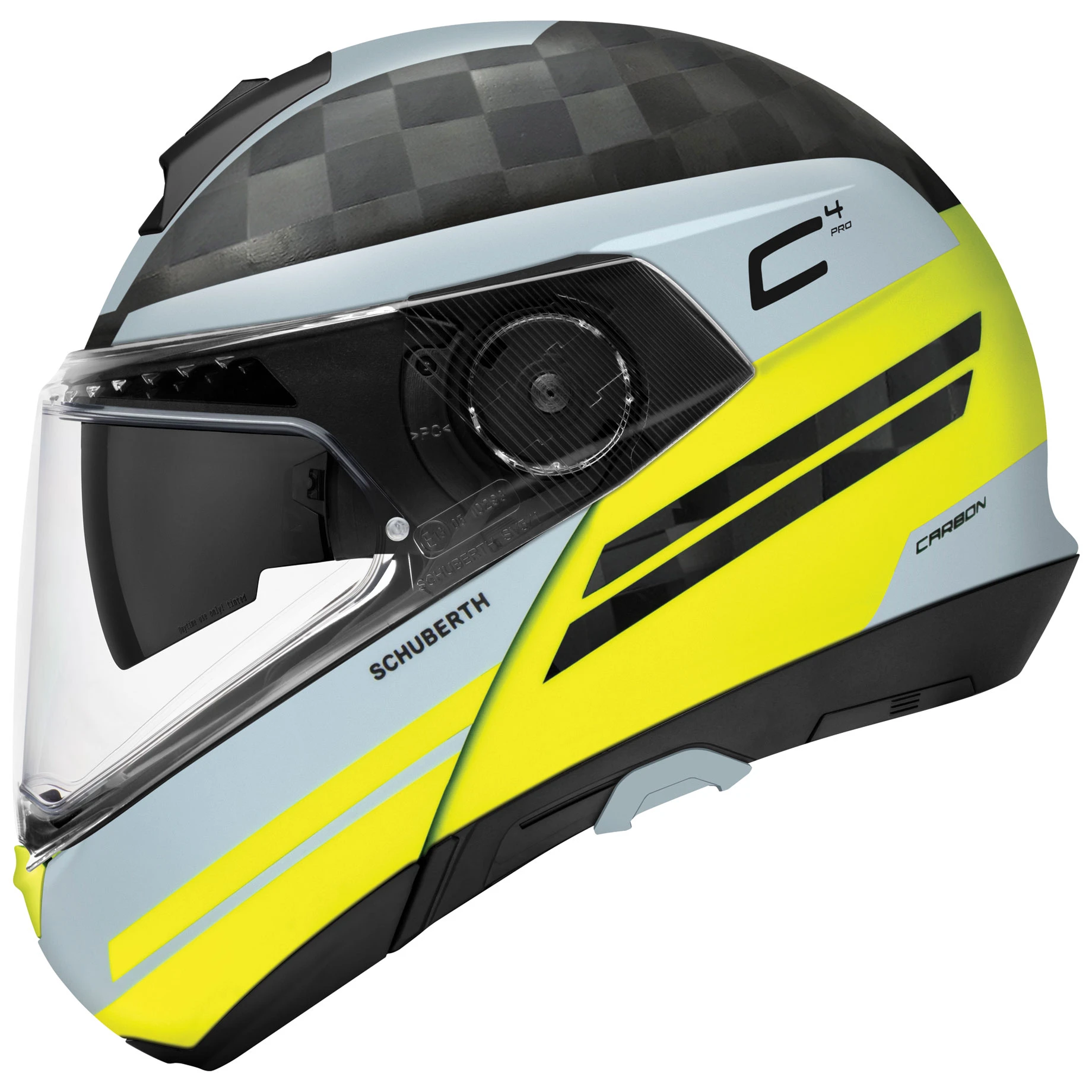 Schuberth C4 Pro Carbon Tempest Yellow Modular Helmet 2 Schuberth C4 Pro Carbon Tempest Yellow Modular Helmet - Image 2