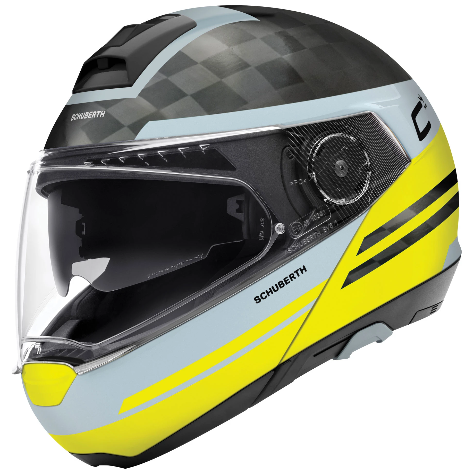 Schuberth C4 Pro Carbon Tempest Yellow Modular Helmet 1 Schuberth C4 Pro Carbon Tempest Yellow Modular Helmet