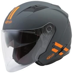 GMAX OF77 Downey Gray/Orange Open Face Helmet