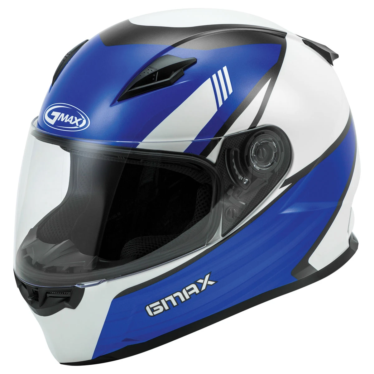 GMAX GM49Y Youth Deflect Matte White/Blue Full Face Helmet 1 GMAX GM49Y Youth Deflect Matte White/Blue Full Face Helmet