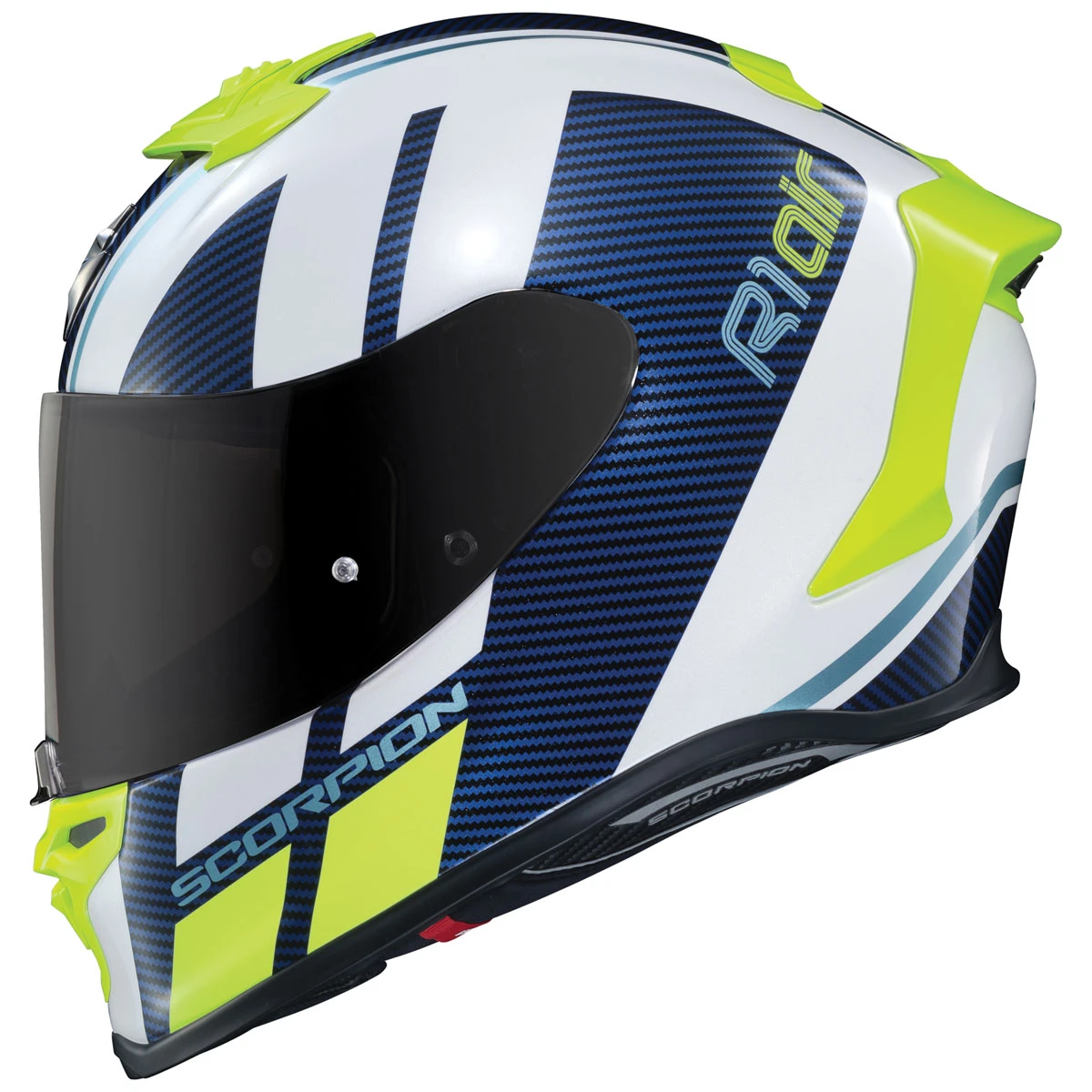 Scorpion EXO EXO-R1 Air Corpus White/Blue Full Face Helmet 1 Scorpion EXO EXO-R1 Air Corpus White/Blue Full Face Helmet