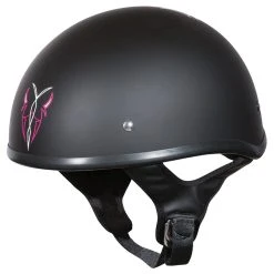 Street & Steel Rebel Open Road Matte Black/Pink Half Helmet