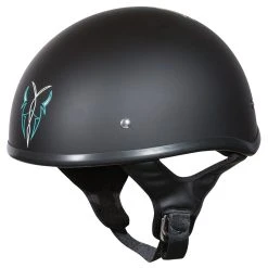 Street & Steel Rebel Open Road Matte Black/Cyan Half Helmet