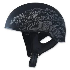 GMAX HH-65 Naked Rose Flat Black/Silver Half Helmet