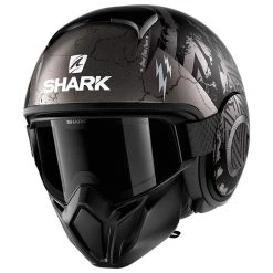 Shark Street Drak Crower Black/Dark Gray/Silver Open Face Helmet