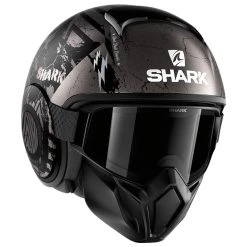 Shark Street Drak Crower Black/Dark Gray/Silver Open Face Helmet -Arai shop RZ 10014294 E V3